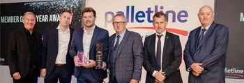 Sanderson receive the Member of The Year award at the Palletline Awards.